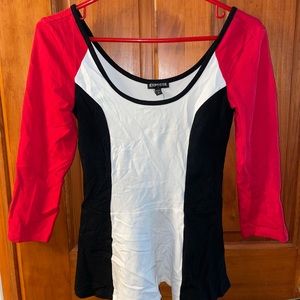 Red and White Peplum Top